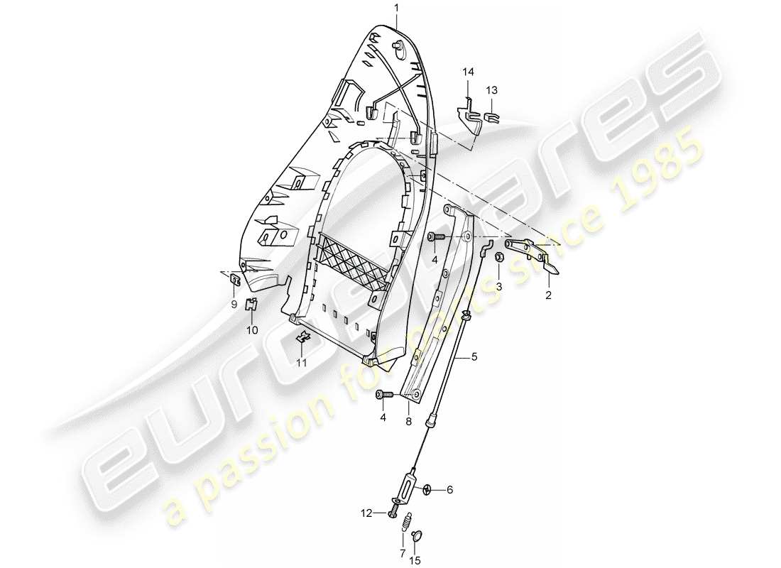 Porsche 996 (2001) backrest shell - standard seat - comfort seat - D - MJ 1998>> - MJ 1998 Part Diagram
