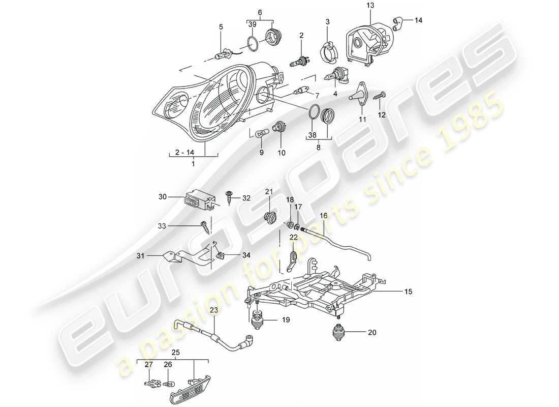 Porsche 996 (2001) HEADLAMP - TURN SIGNAL REPEATER - D - MJ 2002>> Part Diagram