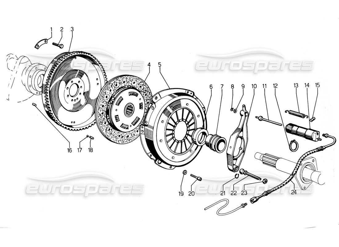 Lamborghini Urraco P300 clutch Parts Diagram