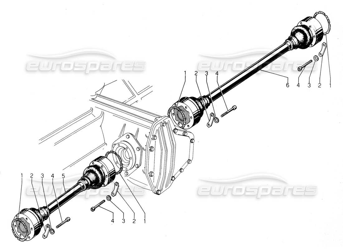 Lamborghini Urraco P300 Drive Shafts Parts Diagram