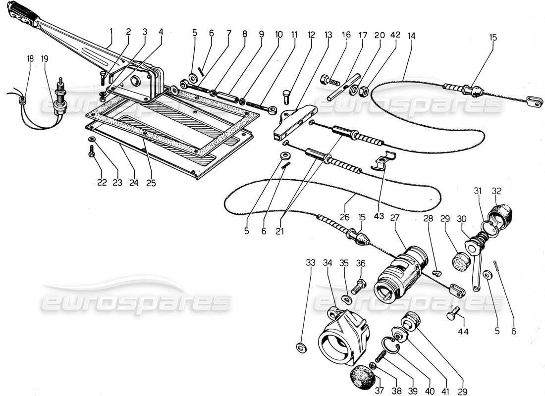 Lamborghini Urraco P300 Hand brake Parts Diagram