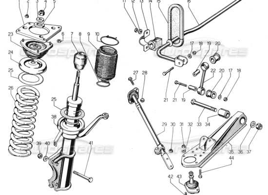 a part diagram from the Lamborghini Urraco parts catalogue