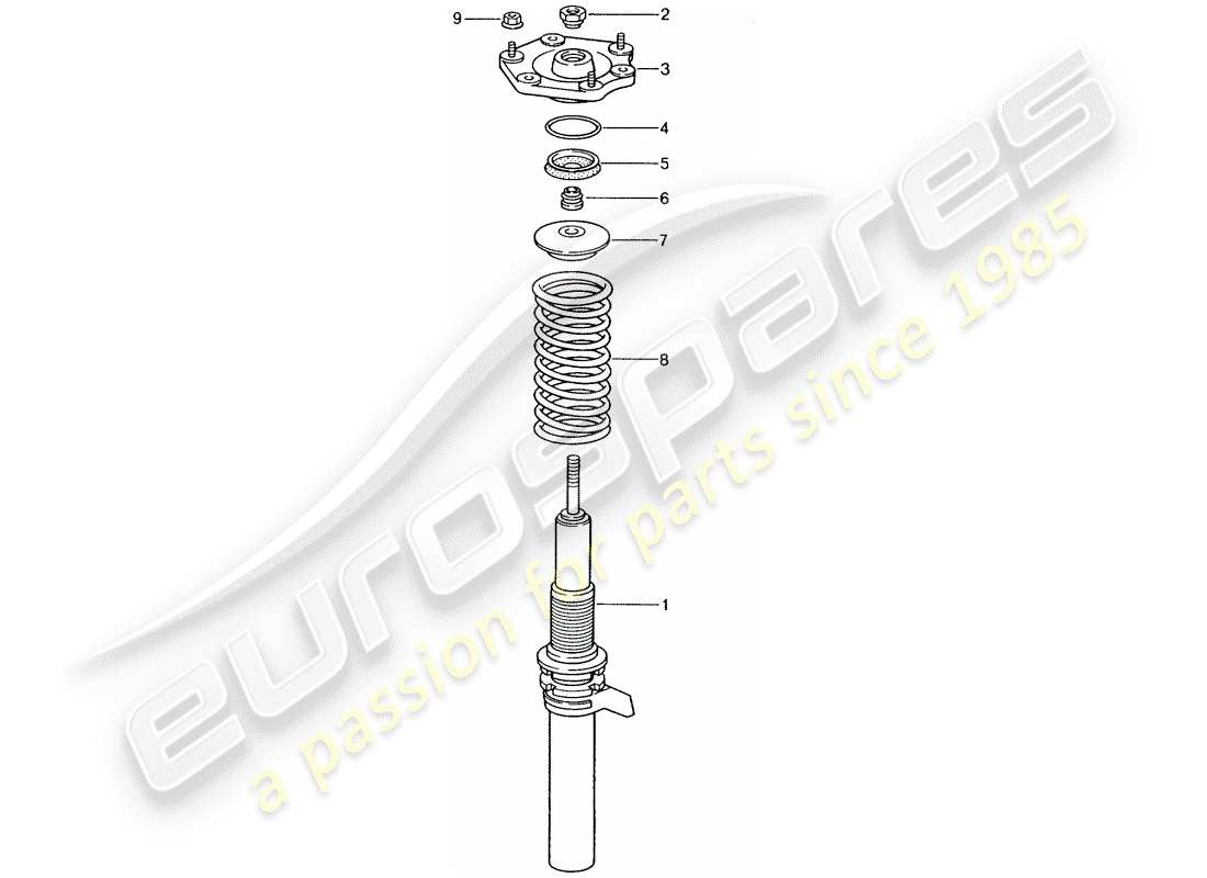 Porsche 996 GT3 (2002) SUSPENSION - SHOCK ABSORBER STRUT Part Diagram