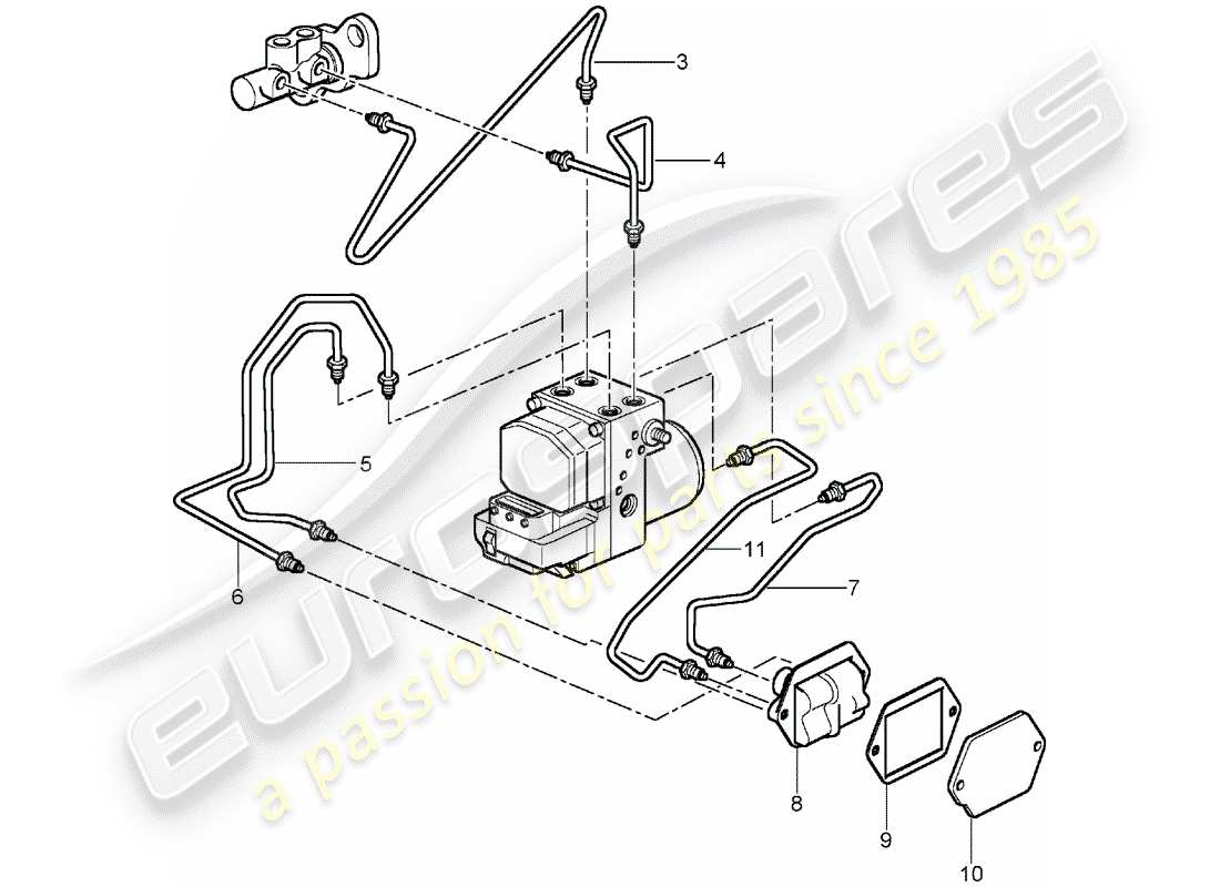 Porsche 996 GT3 (2002) BRAKE LINES - FRONT END Part Diagram