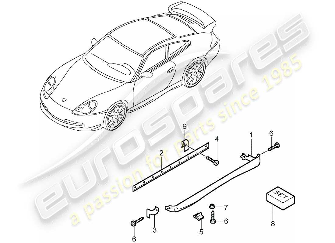 Porsche 996 GT3 (2002) SIDE MEMBER TRIM Part Diagram