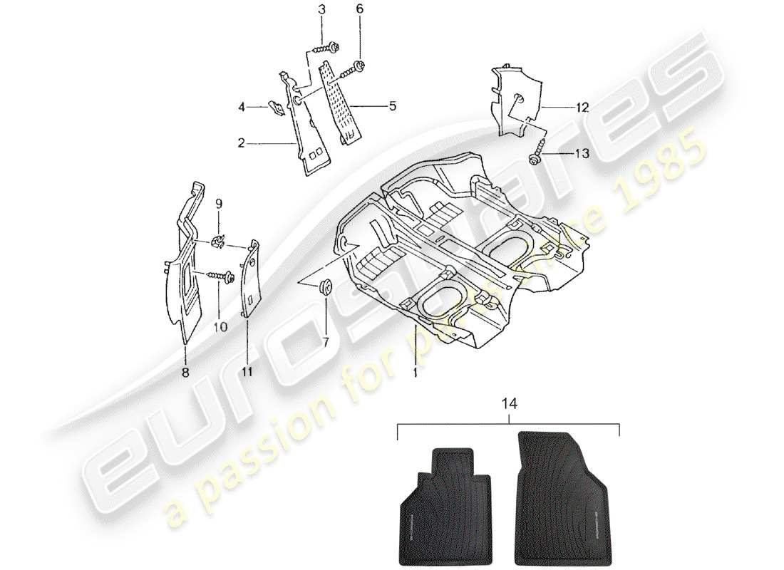 Porsche 996 GT3 (2002) FLOOR COVER - TRIMS Part Diagram