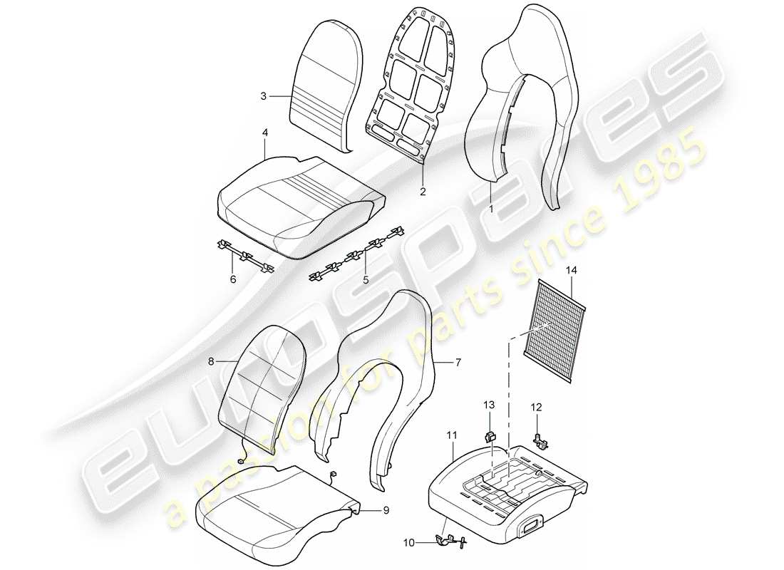 Porsche 996 GT3 (2002) COVER - FOAM PART - SPORTS SEAT Part Diagram