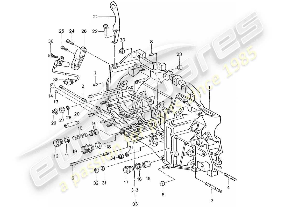 Porsche 996 GT3 (2003) crankcase Part Diagram