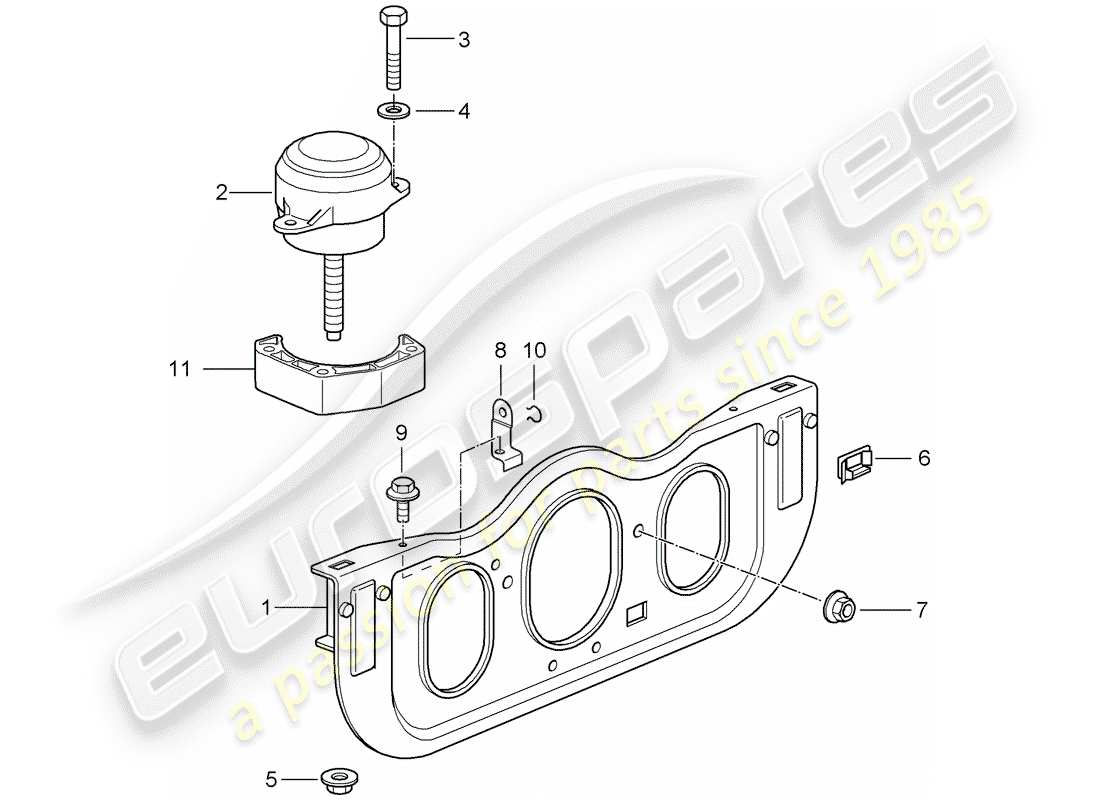 Porsche 996 GT3 (2003) engine suspension Part Diagram