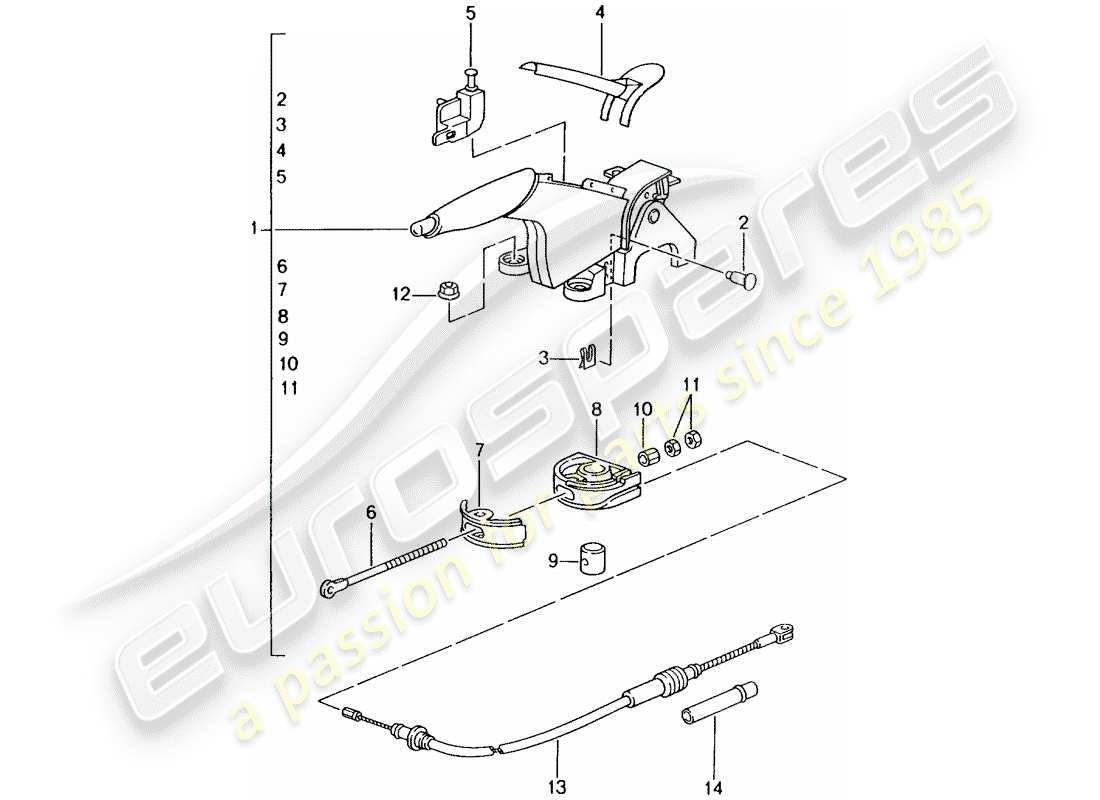 Porsche 996 GT3 (2003) HAND BRAKE LEVER Part Diagram