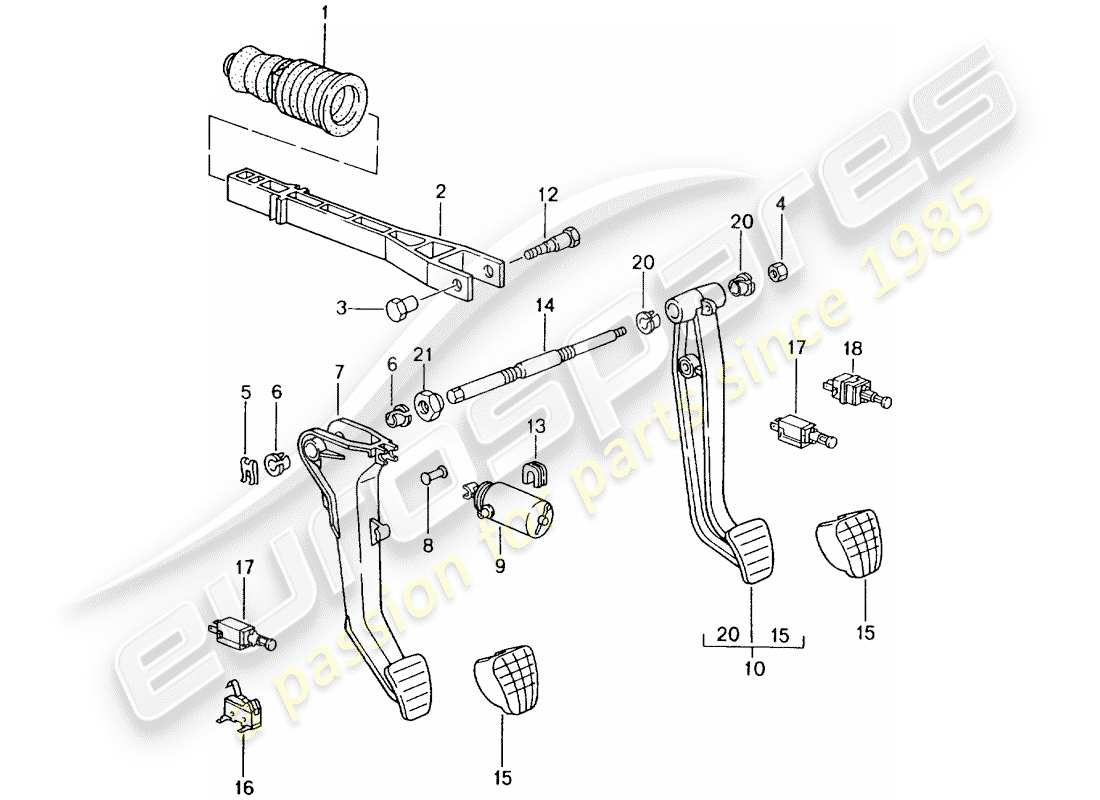 Porsche 996 GT3 (2003) Pedals Part Diagram