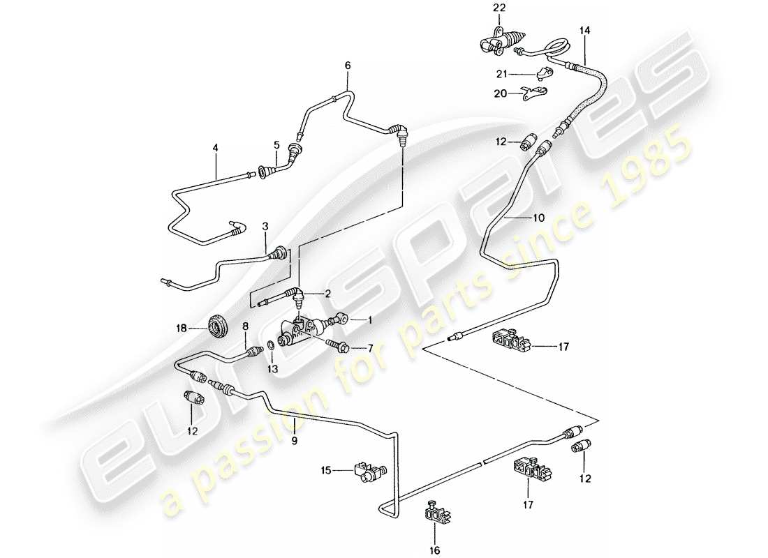 Porsche 996 GT3 (2003) HYDRAULIC CLUTCH - OPERATION - CLUTCH MASTER CYLINDER - HYDRAULIC CLUTCH PIPE Part Diagram