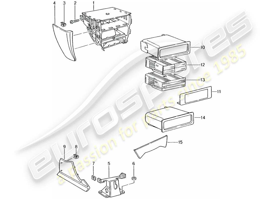 Porsche 996 GT3 (2003) CENTER CONSOLE Part Diagram