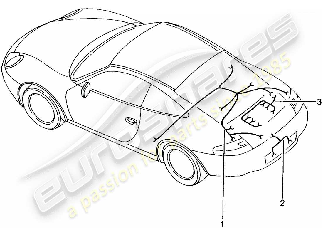 Porsche 996 GT3 (2003) WIRING HARNESSES - REAR END - LICENSE PLATE LIGHT - ENGINE - REPAIR KIT - ANTI-LOCKING BRAKE SYST. -ABS- - BRAKE PAD WEAR INDICATOR - REAR AXLE Part Diagram