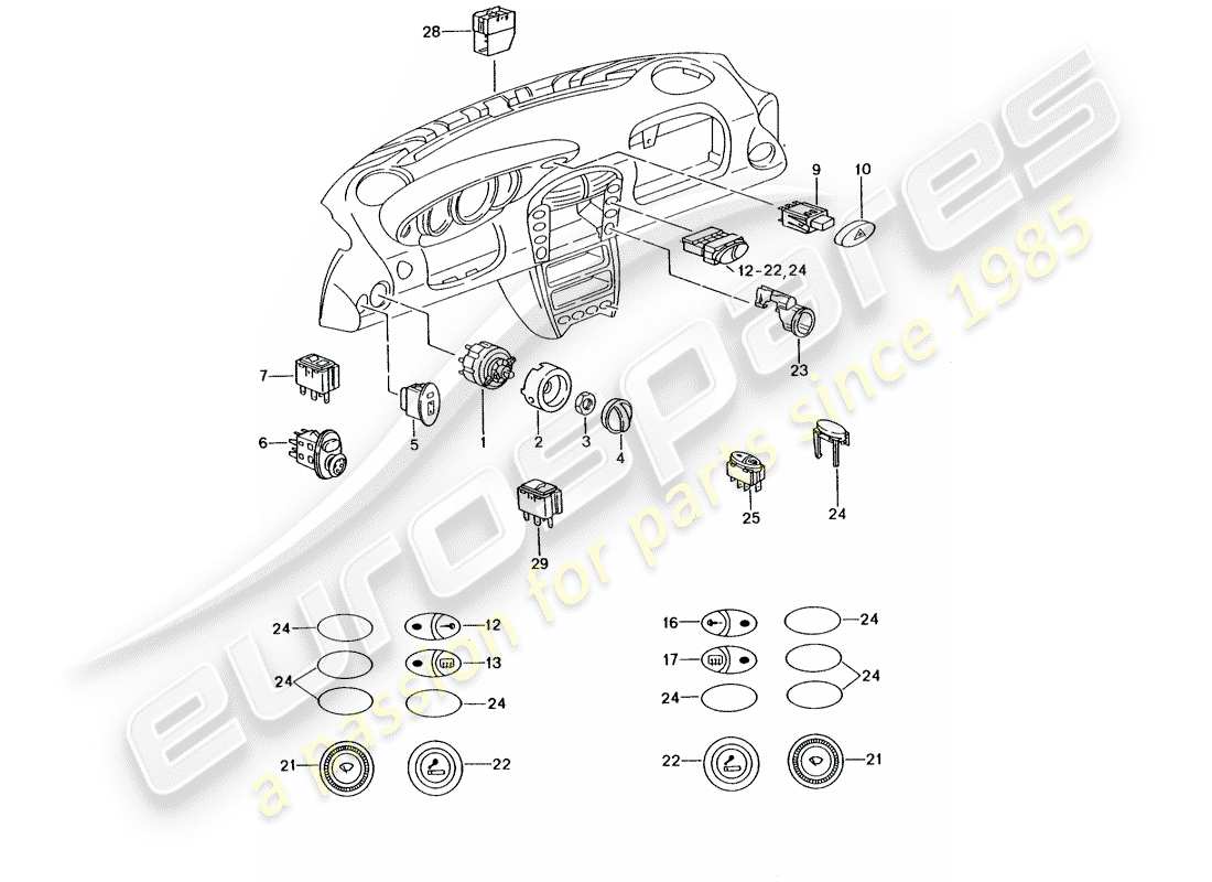 Porsche 996 GT3 (2003) SWITCH Part Diagram