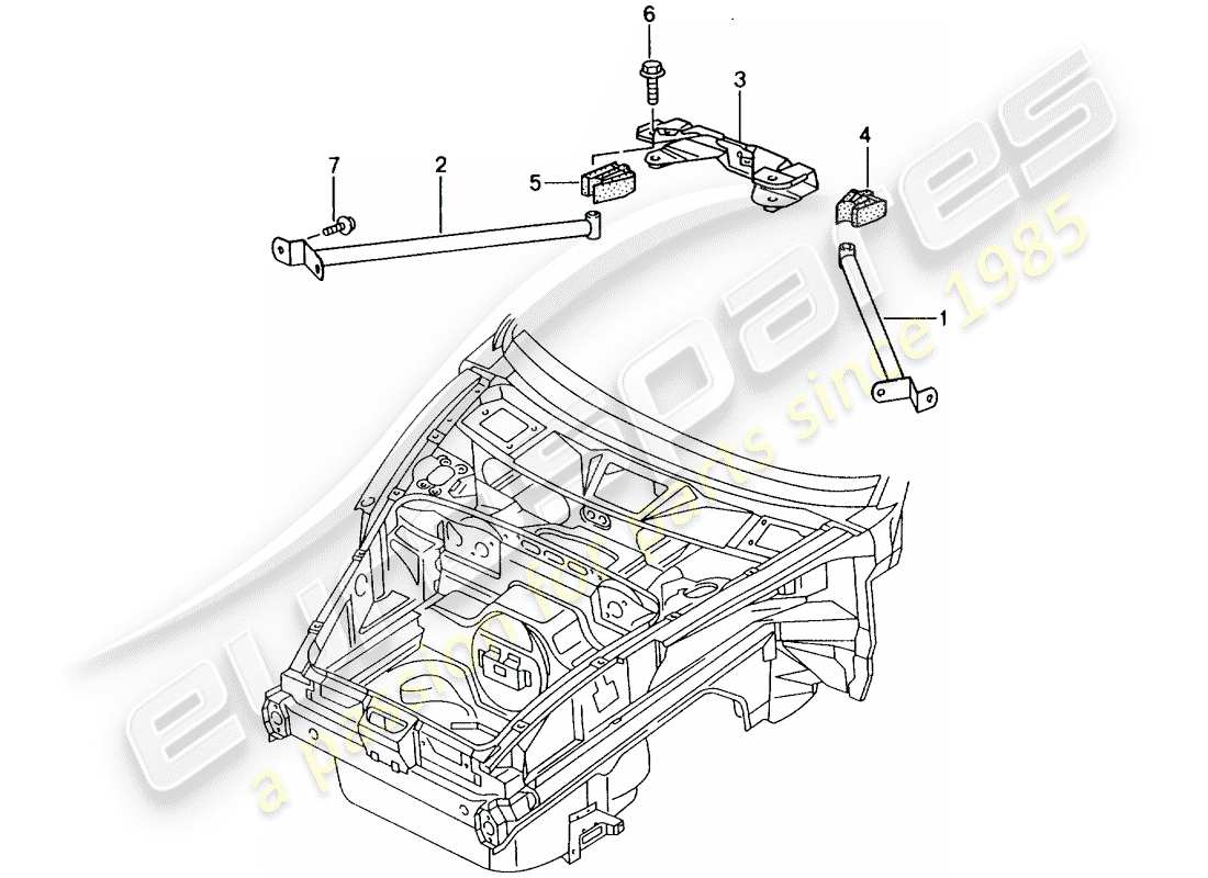 Porsche 996 GT3 (2005) dome strut Part Diagram