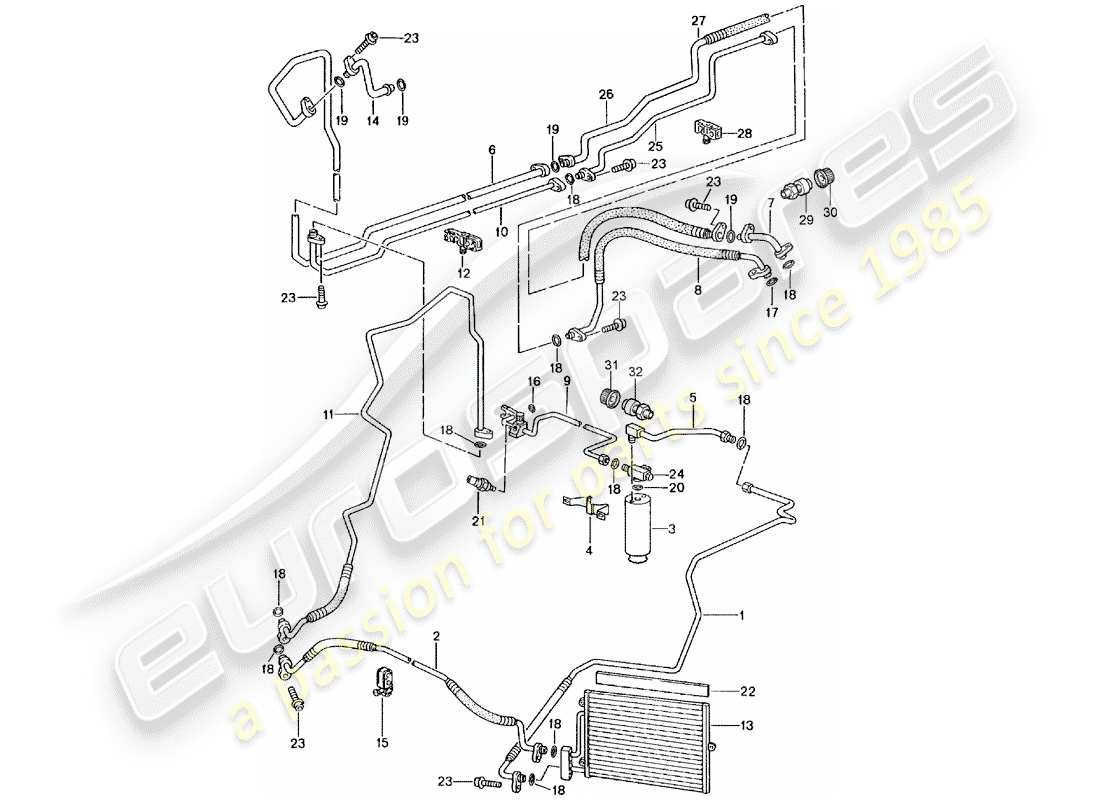 Porsche 996 GT3 (2005) REFRIGERANT CIRCUIT Part Diagram