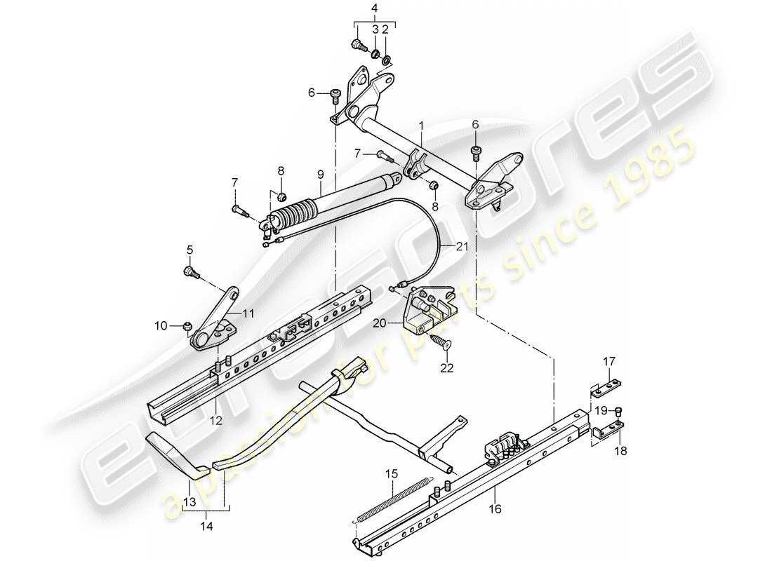 Porsche 996 GT3 (2005) seat frame - sports seat - for vehicles with seat height - adjustment Part Diagram