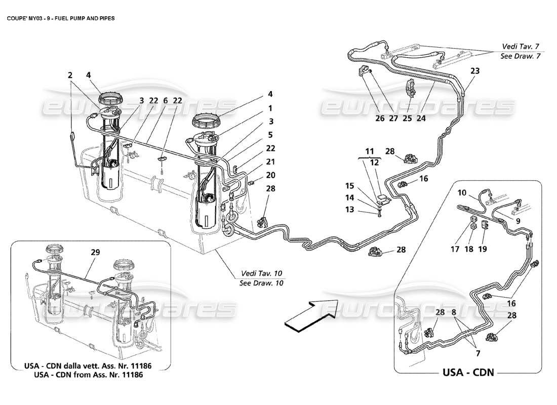 Maserati 4200 Coupe (2003) fuel pumps and pipes Parts Diagram