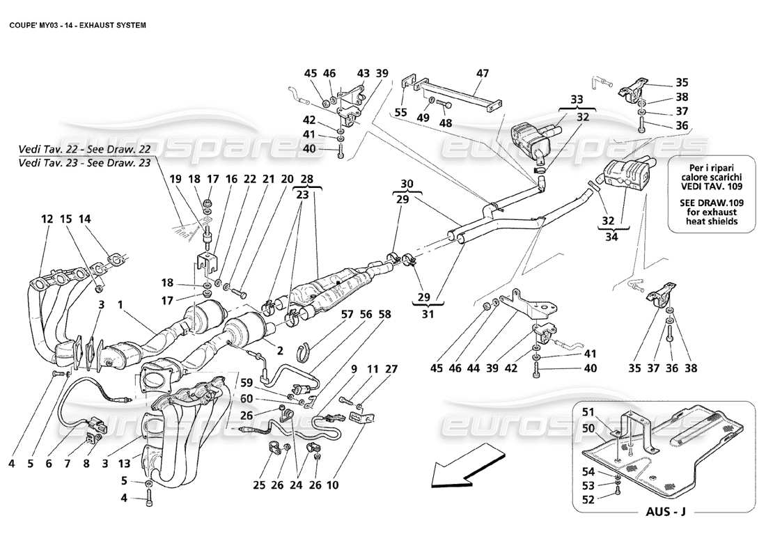 Maserati 4200 Coupe (2003) Exhaust System Parts Diagram