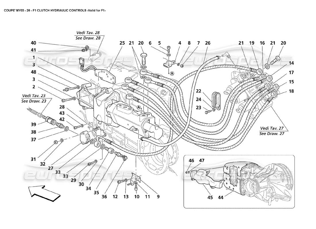 Maserati 4200 Coupe (2003) F1 Clucth Hydraulic Controls - Valid for F1 Parts Diagram