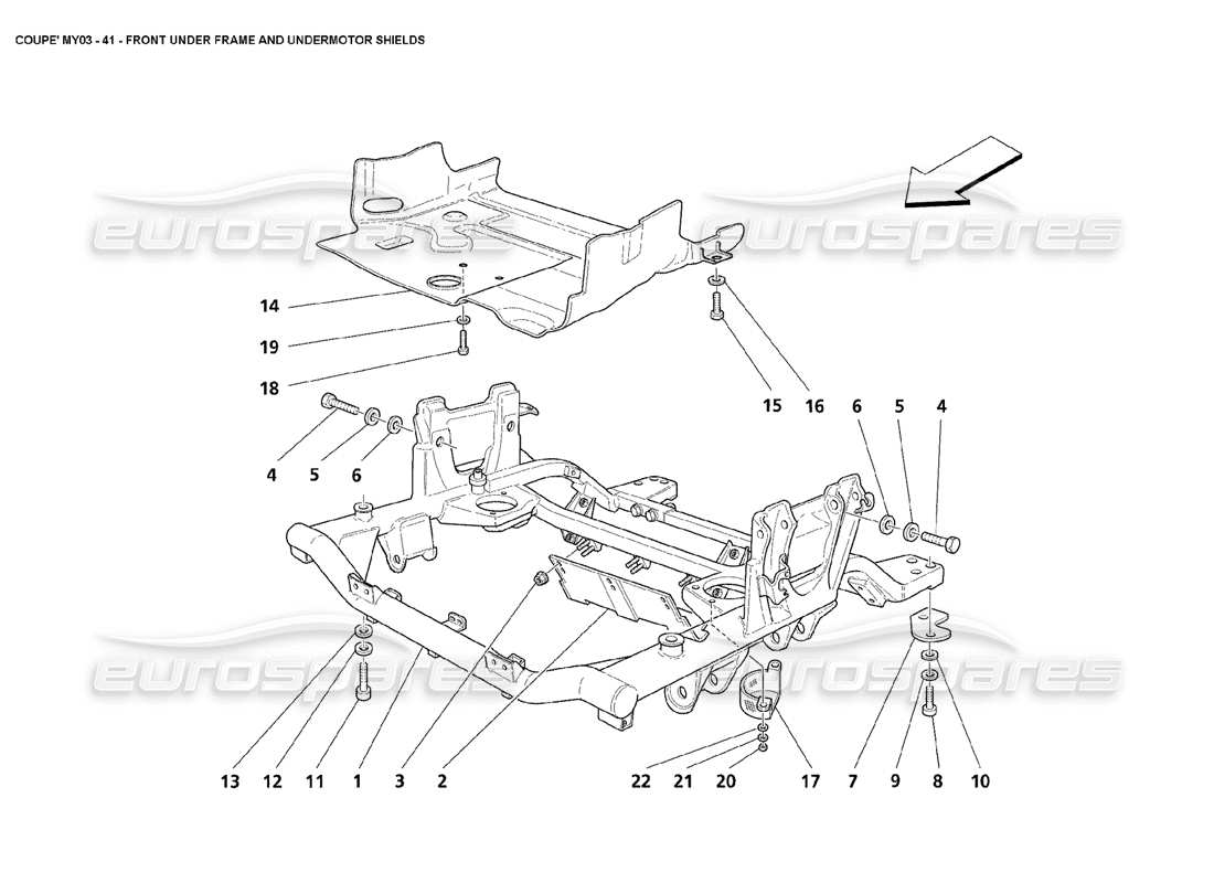 Maserati 4200 Coupe (2003) Front Under Frame and Undermotor Shields Parts Diagram