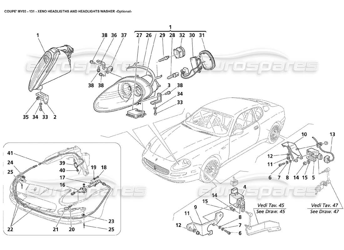 Maserati 4200 Coupe (2003) Xeno Headlights and Headlights Washer - Optional Parts Diagram