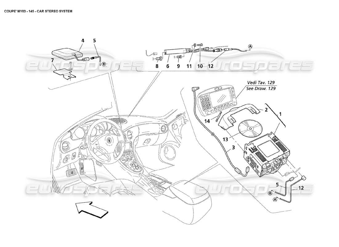 Maserati 4200 Coupe (2003) Car Stereo System Parts Diagram