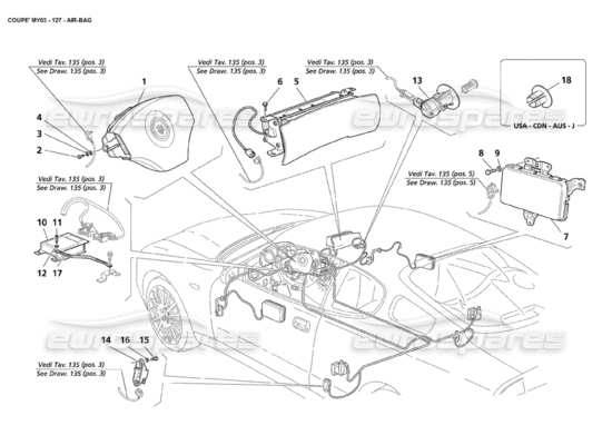 a part diagram from the Maserati 4200 parts catalogue