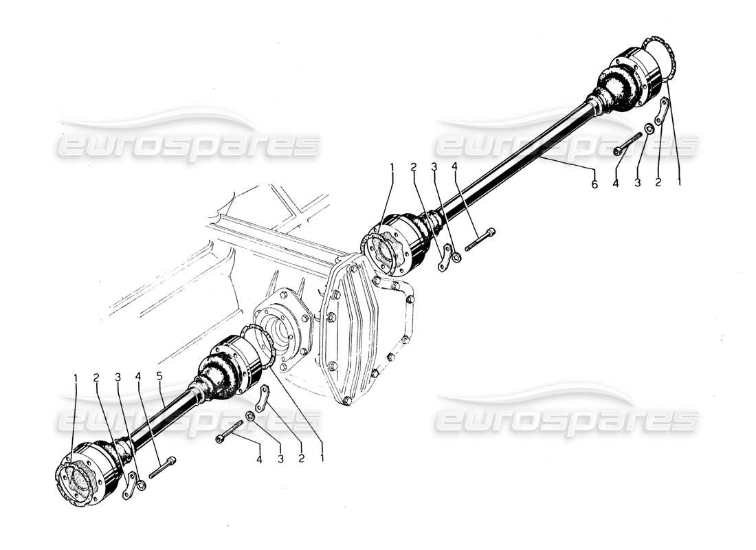 Lamborghini Urraco P250 / P250S Drive Shafts Parts Diagram