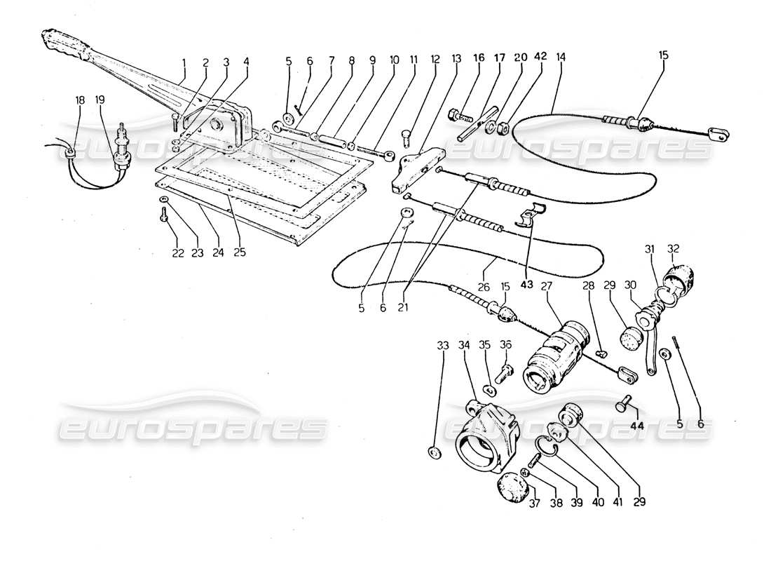 Lamborghini Urraco P250 / P250S Hand brake Part Diagram