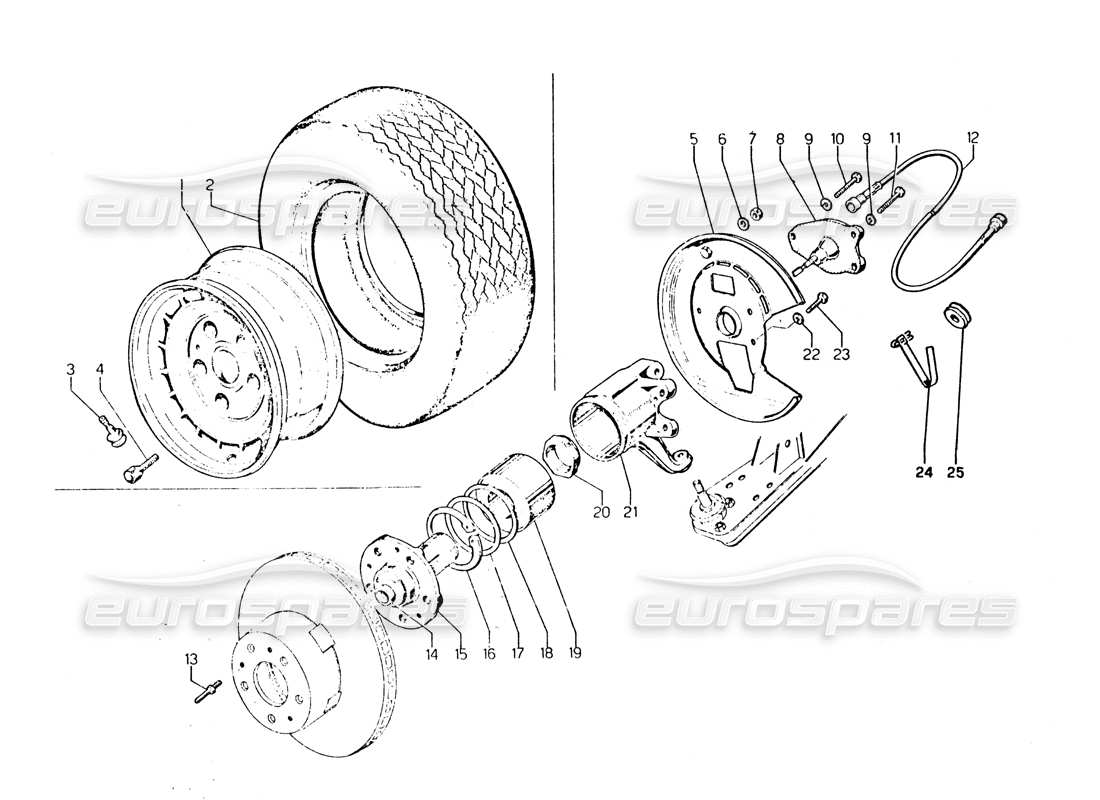 Lamborghini Urraco P250 / P250S Front Suspension Part Diagram