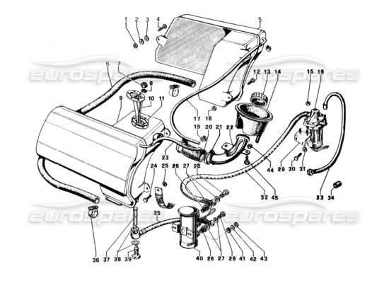 a part diagram from the Lamborghini Urraco P250 / P250S parts catalogue