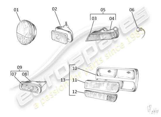 a part diagram from the Lamborghini Urraco P250 / P250S parts catalogue