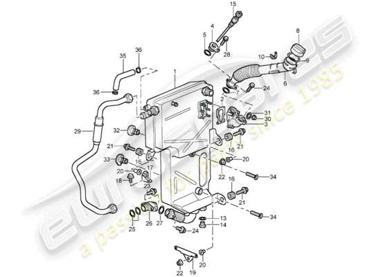 a part diagram from the Porsche 996 T/GT2 parts catalogue