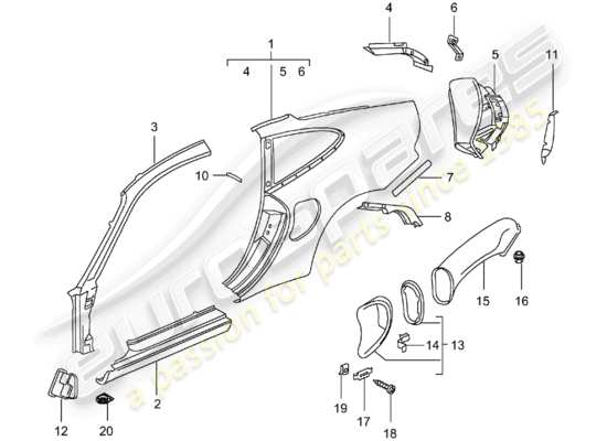 a part diagram from the Porsche 996 T/GT2 parts catalogue