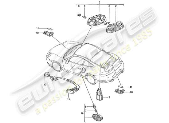 a part diagram from the Porsche 996 T/GT2 parts catalogue