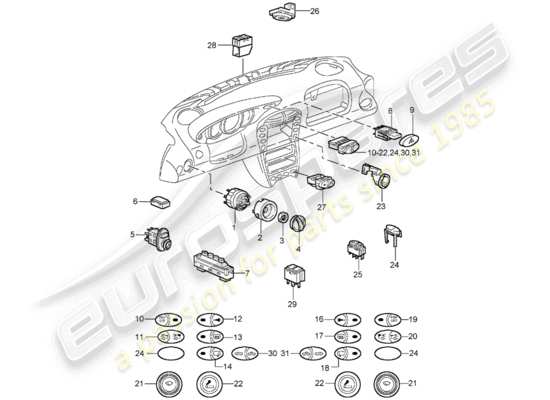 a part diagram from the Porsche 996 T/GT2 parts catalogue