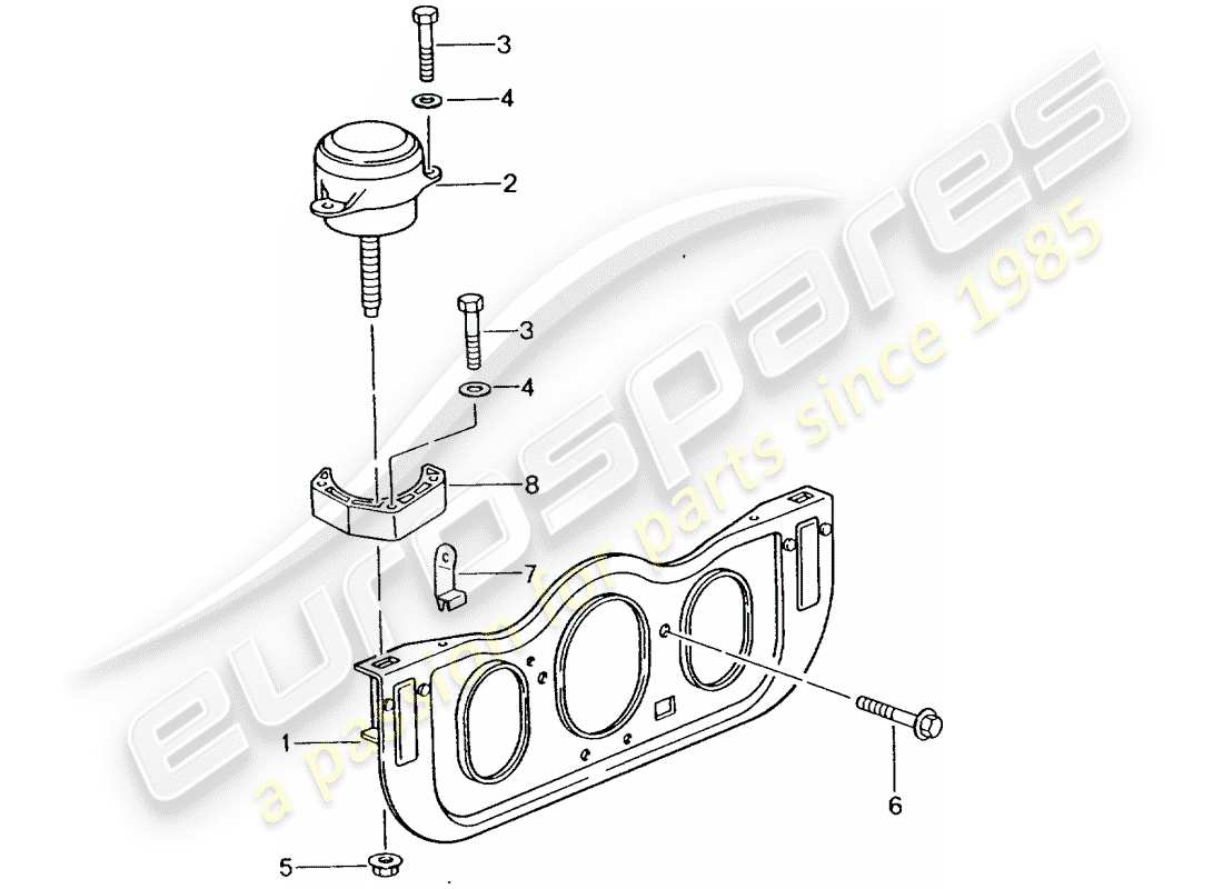 Porsche 996 T/GT2 (2004) engine suspension Part Diagram