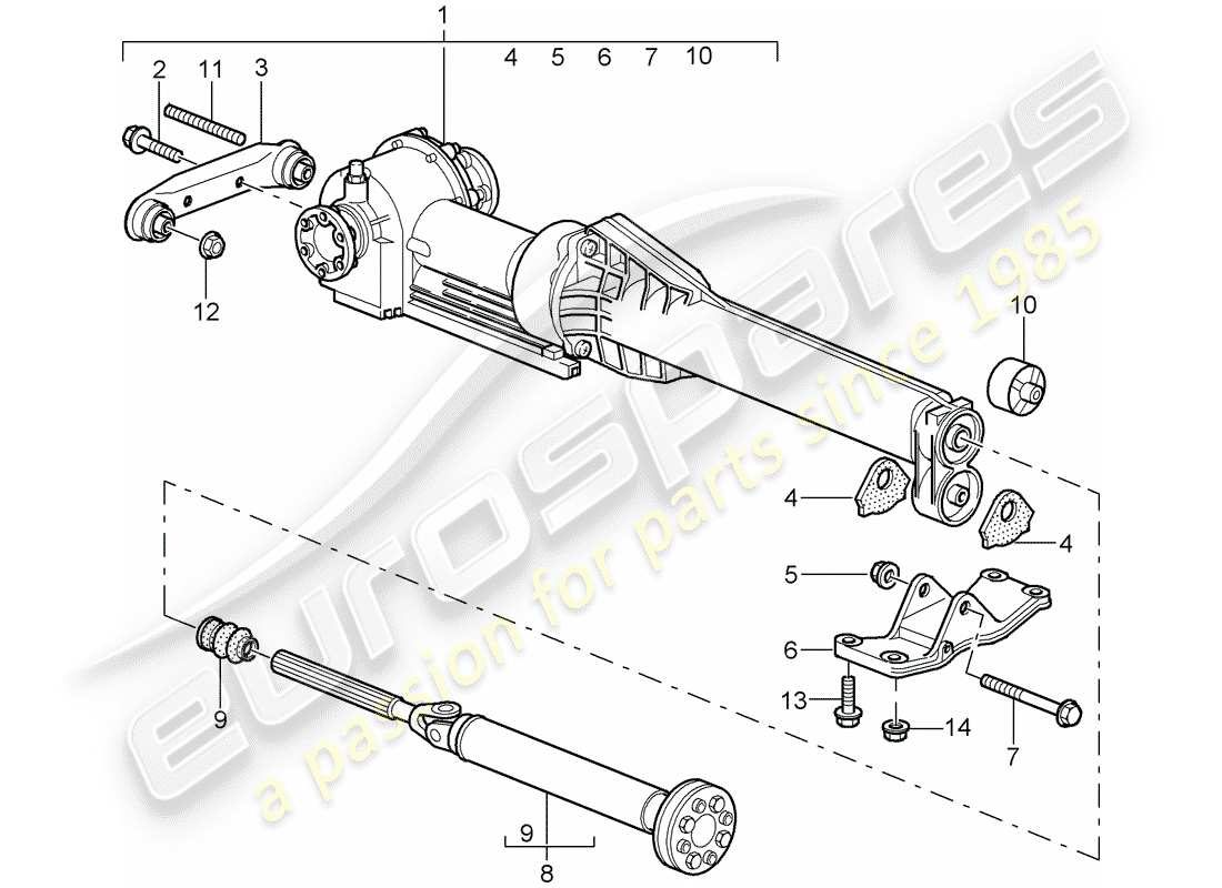 Porsche 996 T/GT2 (2004) FRONT AXLE DIFFERENTIAL - PROPELLER SHAFT Part Diagram