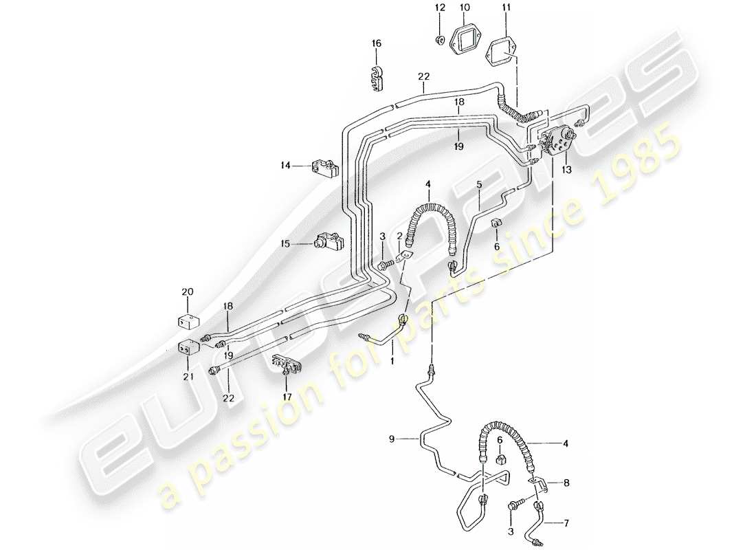 Porsche 996 T/GT2 (2004) BRAKE LINE - FRONT AXLE - UNDERBODY - VACUUM LINE Part Diagram