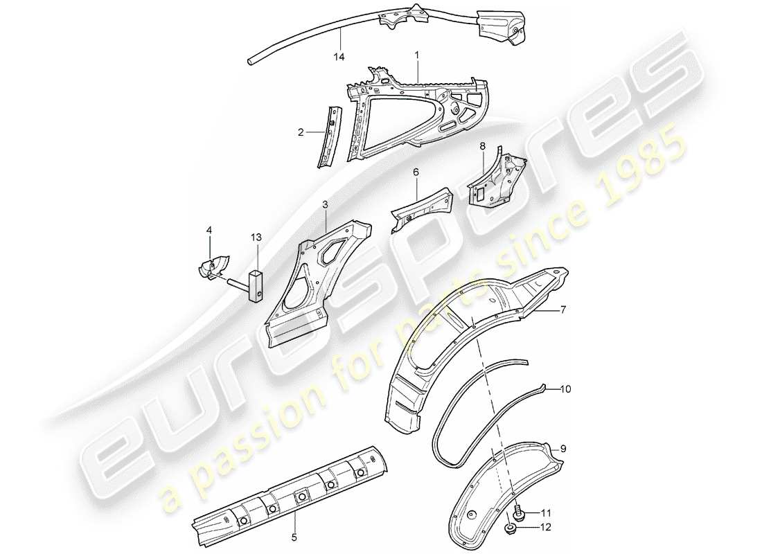 Porsche 996 T/GT2 (2004) SIDE PANEL Part Diagram