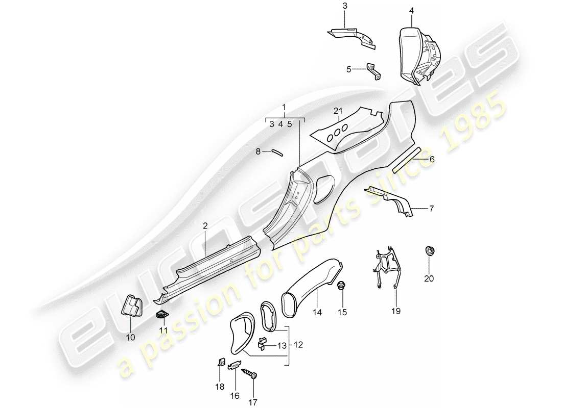 Porsche 996 T/GT2 (2004) SIDE PANEL - D - MJ 2004>> Part Diagram