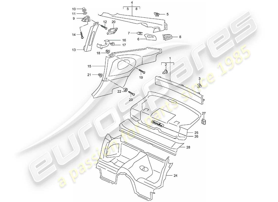 Porsche 996 T/GT2 (2004) trims Part Diagram