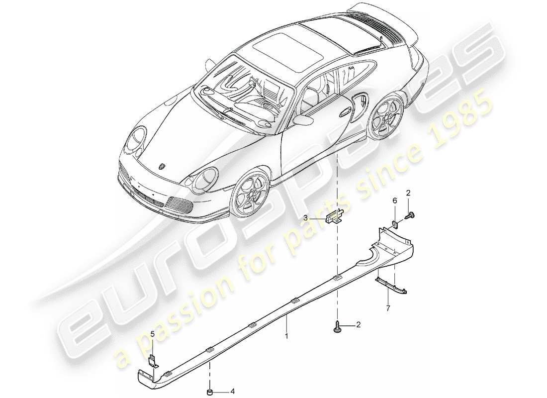 Porsche 996 T/GT2 (2004) TRIM COVER - SILL - SINGLE PARTS Part Diagram