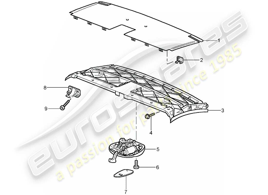 Porsche 996 T/GT2 (2004) TOP FRAME - ROOF FRAME - CATCH Part Diagram