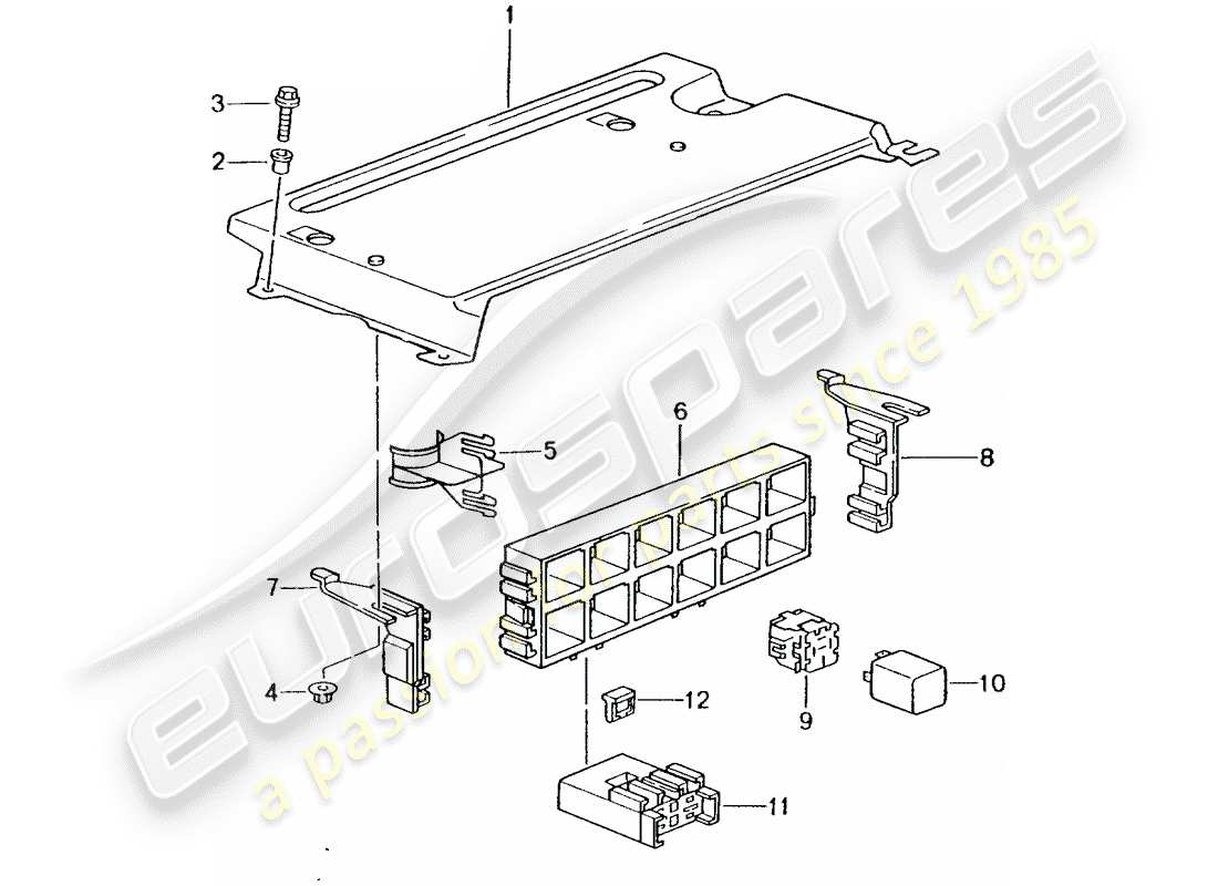 Porsche 996 T/GT2 (2004) FUSE BOX/RELAY PLATE - REAR END Part Diagram