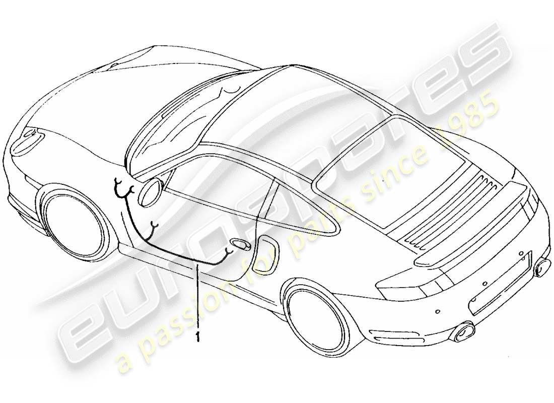 Porsche 996 T/GT2 (2004) WIRING HARNESSES - DRIVER'S DOOR - PASSENGER'S DOOR - CONVERTIBLE TOP CONTROL - SUB FRAME Part Diagram