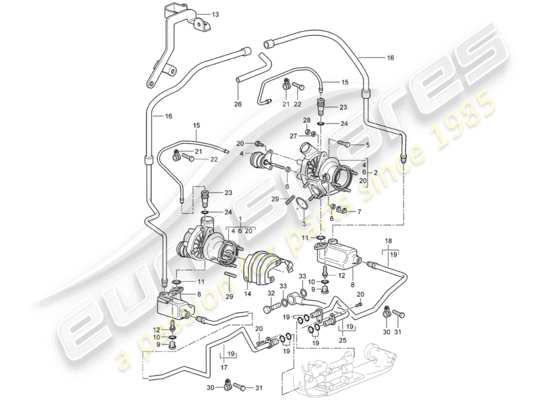 a part diagram from the Porsche 996 T/GT2 parts catalogue