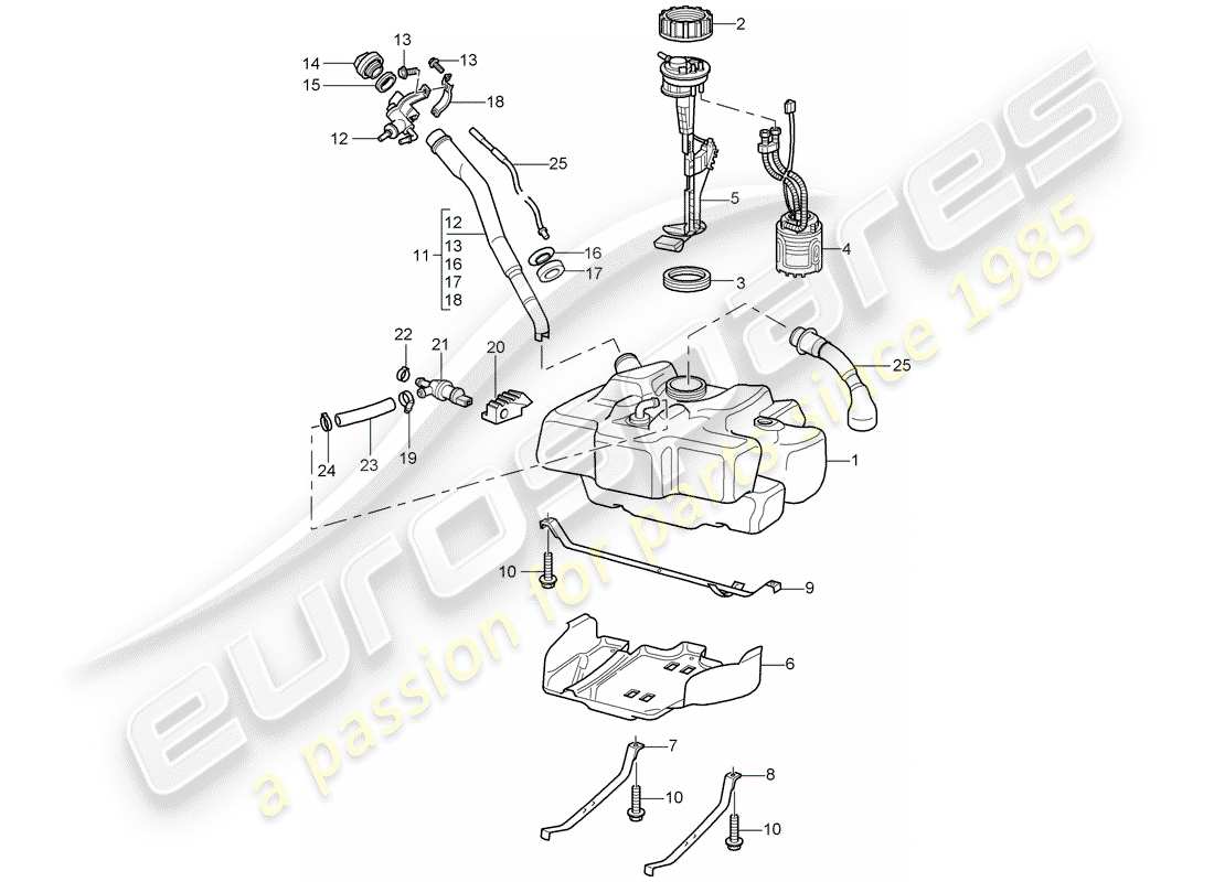 Porsche Boxster 986 (1997) FUEL TANK Part Diagram